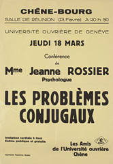 Les problèmes conjugaux - Conférence  de Mme Jeanne Rossier
